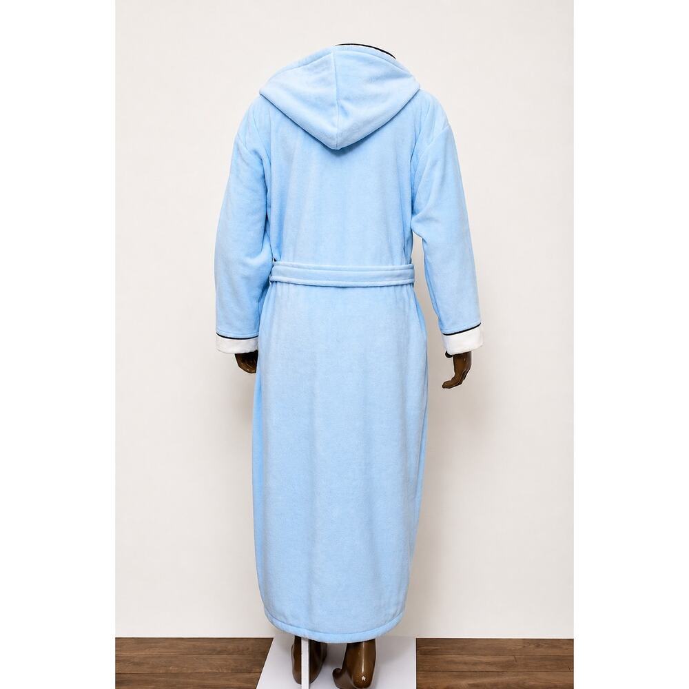 Kids Hooded Bathrobe 100% Cotton Blue 10-12Y Soft Terry Robe Belted - Picture 5 of 7